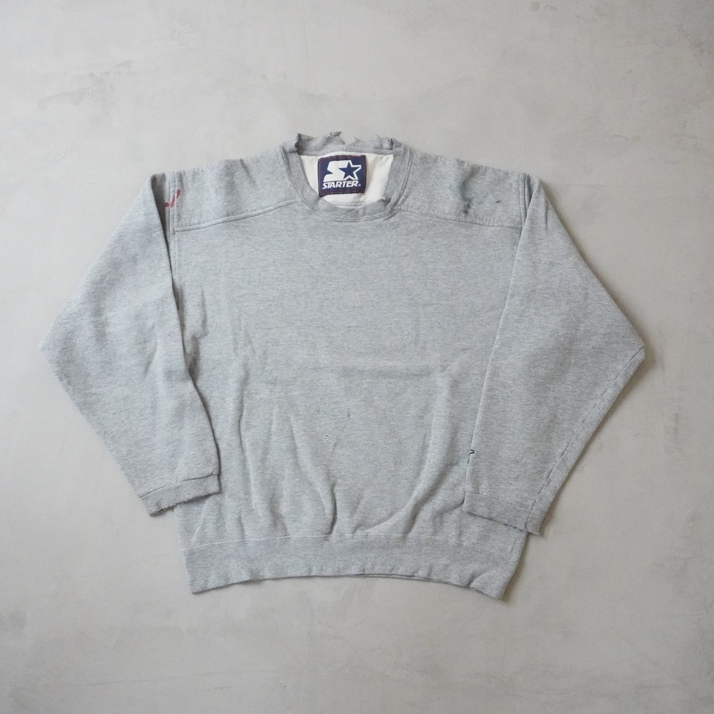 Vintage Starter Sweatshirt Large 90s Grey Distressed Crewneck Streetwear